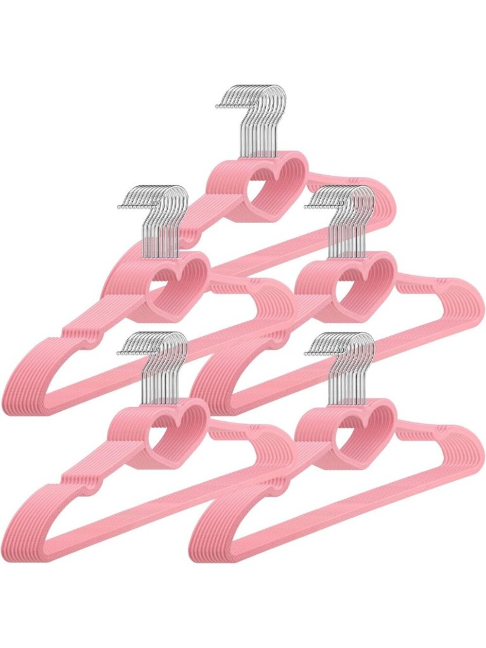 50 Pcs Pink Heart Hangers with 360° Swivel Hook - Cute & Sturdy Space-Saving